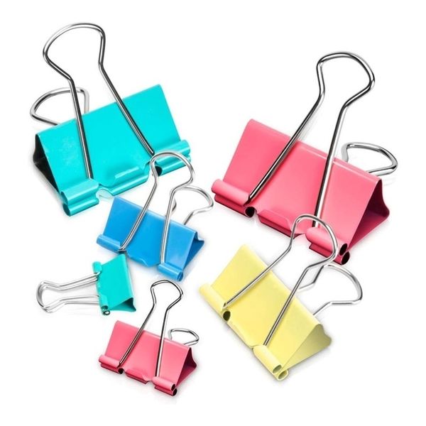 Colorful Steel Binder Clips 100 Pcs Assorted Set Random Colors