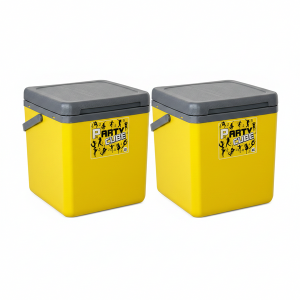 25l Yellow Portable Cooler Box for Outdoor Events and Picnics - 2 Pack