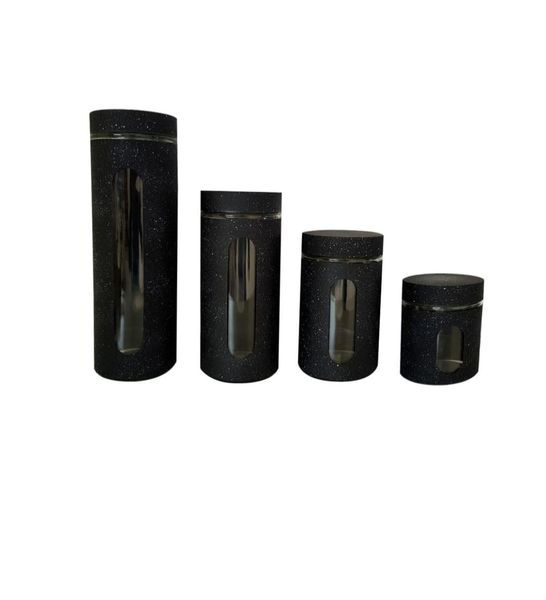 Dream world 4 Piece Canister Set With Viewing Window - Red