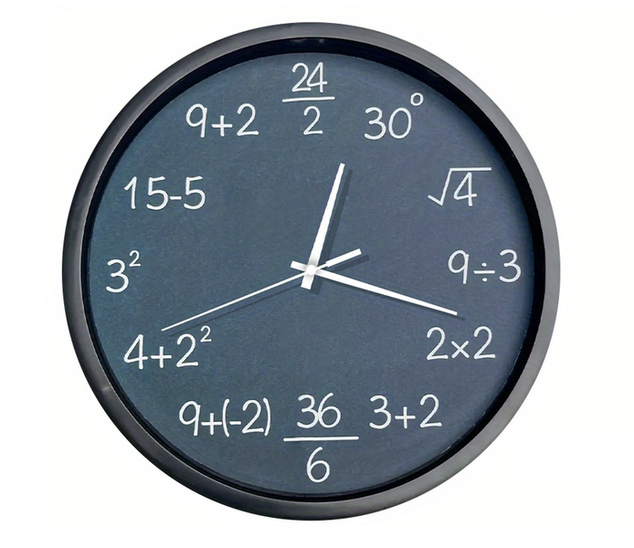 Decor Silent Ticking Unique Mathematical Design Wall Clock Puzzle - 35cm