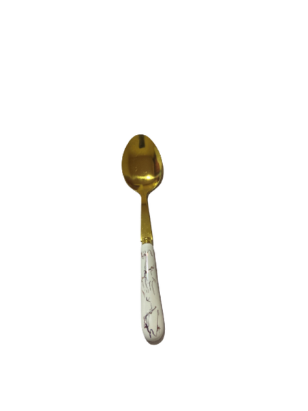 Stylish Kitchen Life 6-Piece Golden Spoon Set - White and Gold