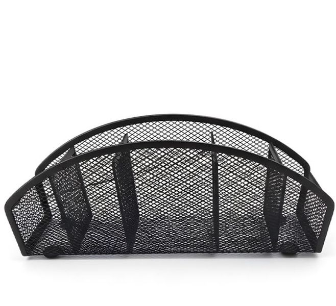 Curved Black Mesh Desk Organizer for Stationery &amp; Office Supplies