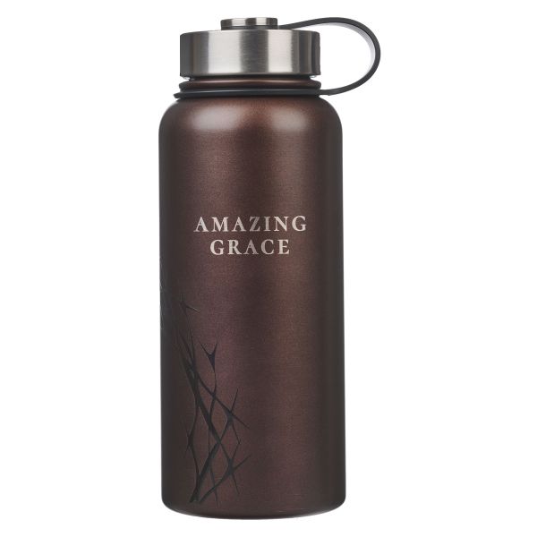 Water Bottle - Amazing Grace Crown of Thorns, Stainless Steel, Brown