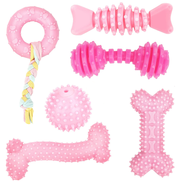 TopikaPet - 6pcs Puppy Chew and Squeaky Toys, Teething Toys for Small Dogs