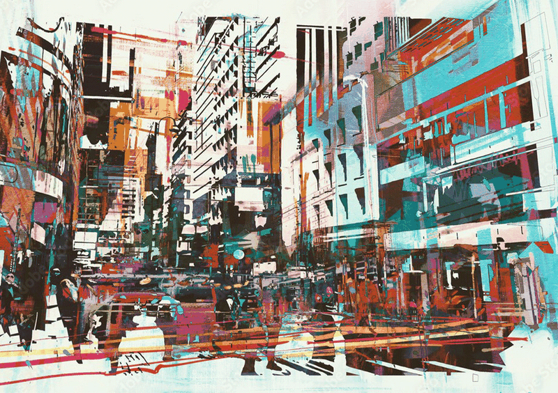 Wall Art Canvas - Abstract art of Cityscape