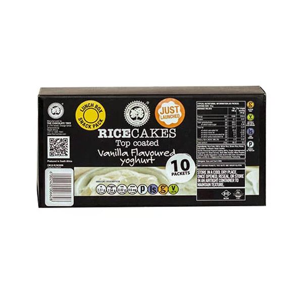 The Choc Tree - Rice Cake Top Coated Vanilla Yoghurt -10x20g - Snack Box