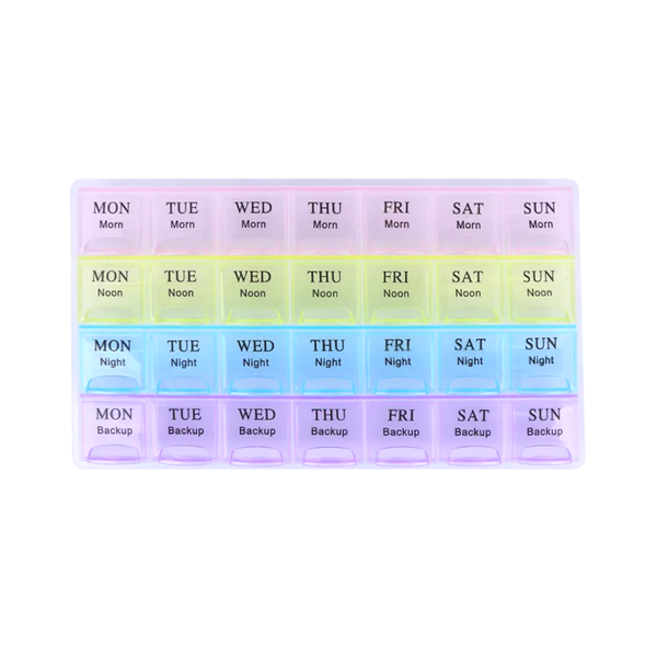 Colour-Coded Daily Pill Organiser - 3-Times-a-Day + Backup