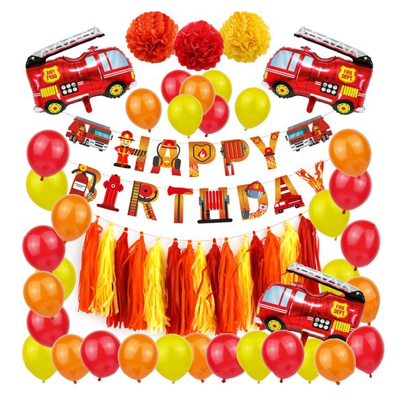 Fire Truck Birthday Party Decorations Balloons