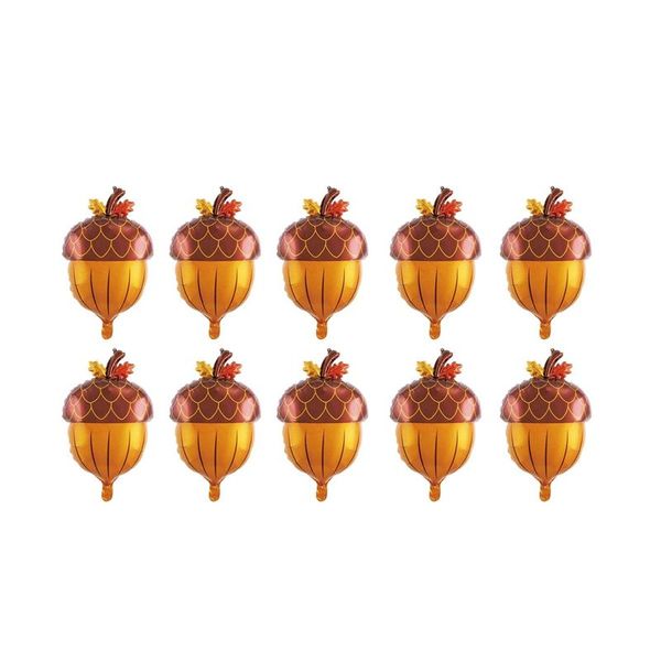 10 Piece Acorn Balloons Foil Fall Acorn Balloons for Baby Shower