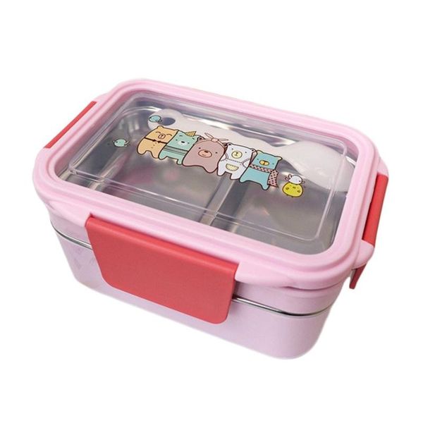 Cartoon Lunch Box Stainless Steel Double Layer Portable Food Container for