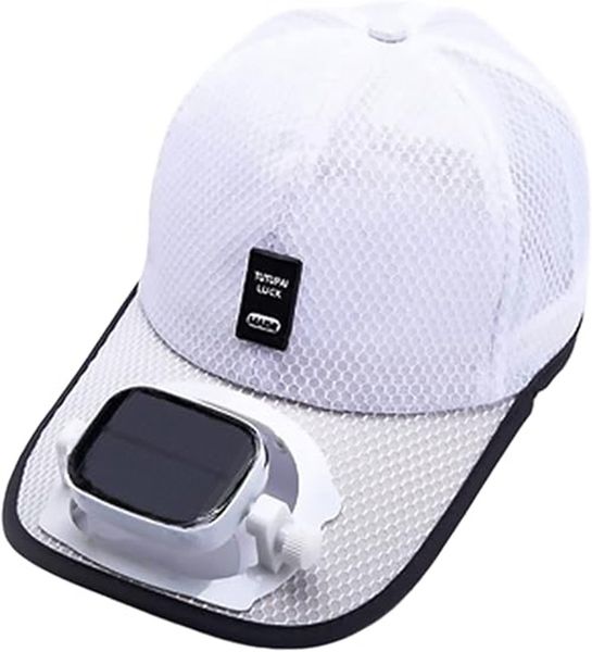 Mens Baseball Cap with Solar Fan, Summer UV Protection Wide Brim Sun Hat