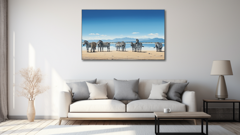 Canvas Wall Art - Zebras Grazing Abstract - HD0276