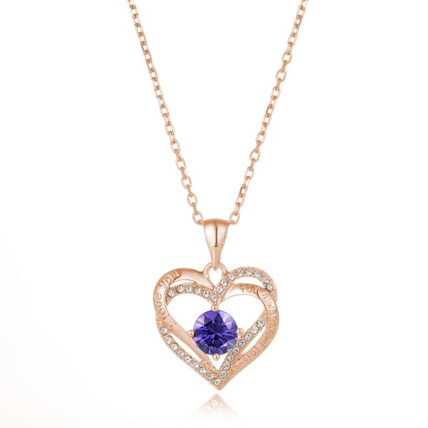 Crystalize I Love you..February Birthstone Necklace with Swarovski Crystals