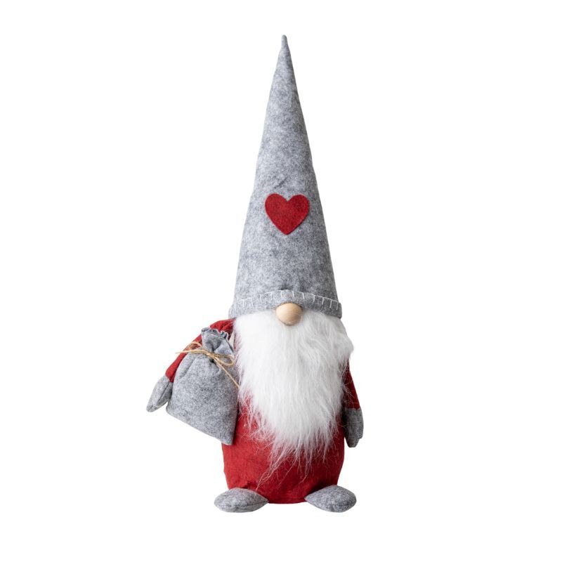 Nordic Scandinavian Grey & Red Felt Scandinavian Christmas Santa Decoration