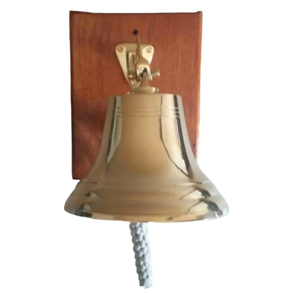 Brass Bell 14cm With Wood Backing