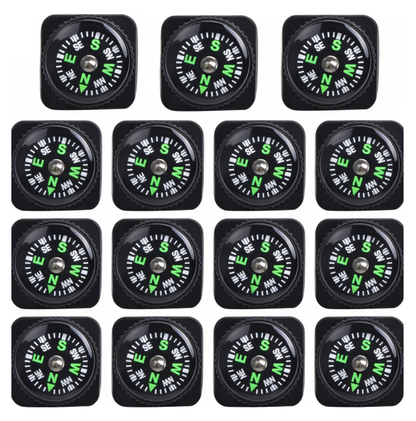 Slip-On Wrist Compass 15 Pack, 20mm Liquid Filled for Paracord &amp; Survival