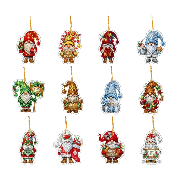 Beautiful Gnome Christmas Tree Decoration - Diamond Dot DIY Art Kit