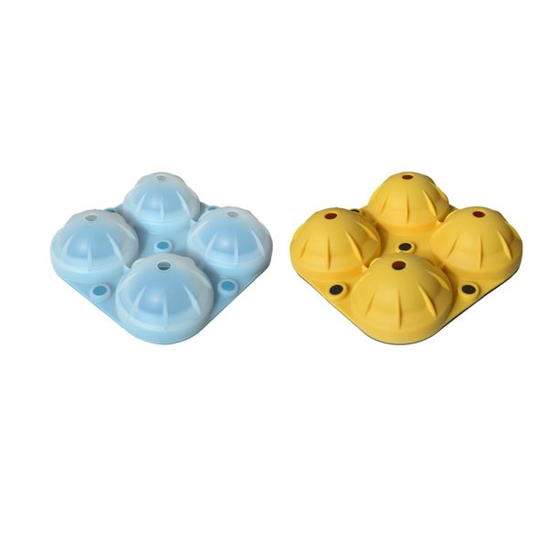 Silicone Ice Maker, 4-Cell, Small, Blue And Yellow 2Pack