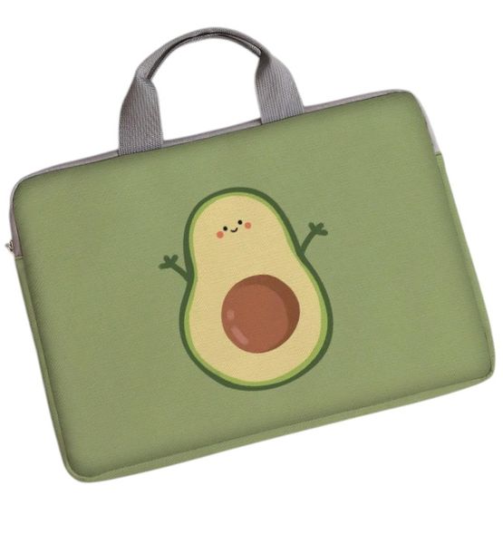 14.9 Inch - Laptop Bag With Cartoon Avocado Print - Green