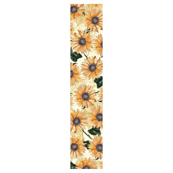 Yellow Flowers On White Table Runner