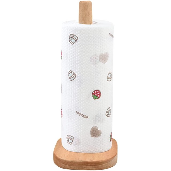 YS-Wooden Paper Towel Holder &amp; Washable Kitchen Printed Tissue Roll