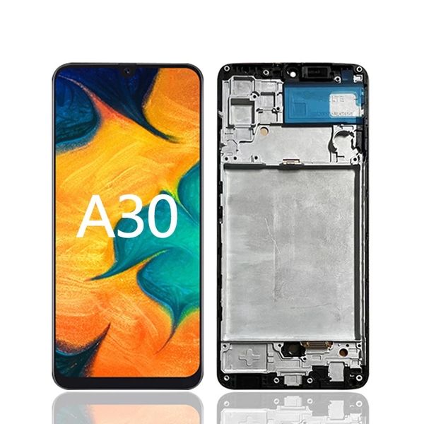 LCD Screen Replacement with Frame for Samsung A30 &amp; Glass Screen Protector