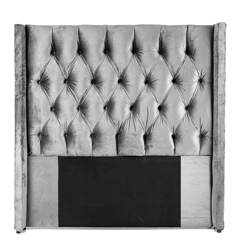 Lifestyle Modern DeepButton Headboard with Winged Edges Velvet Grey