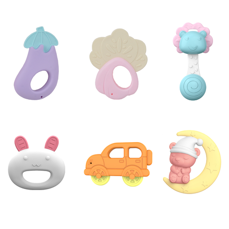 Baby Rattle & Teether Toy Set - Boil-Safe Teething Relief Toys - 6 Pack Image