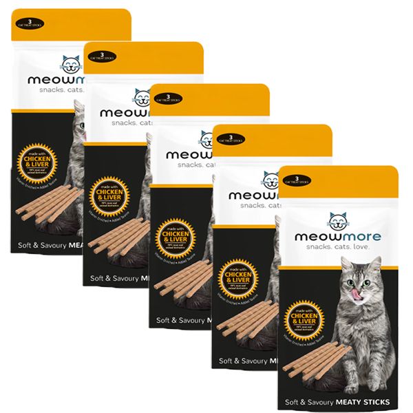 MeowMore Chicken &amp; Liver Meaty Sticks - 5 Pack