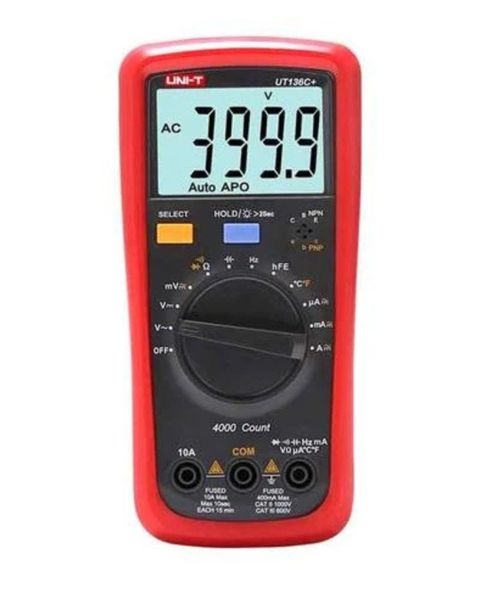UNI-T UT136C+ Digital Multimeter 1000V AC/DC 10A AC/DC Max Display 4000