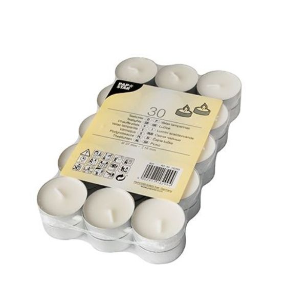 30 White Tealight Candles - Ø 37mm x 16 mm
