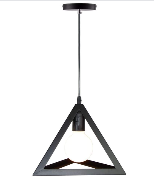 Metal Pyramid Pendant Light - Black