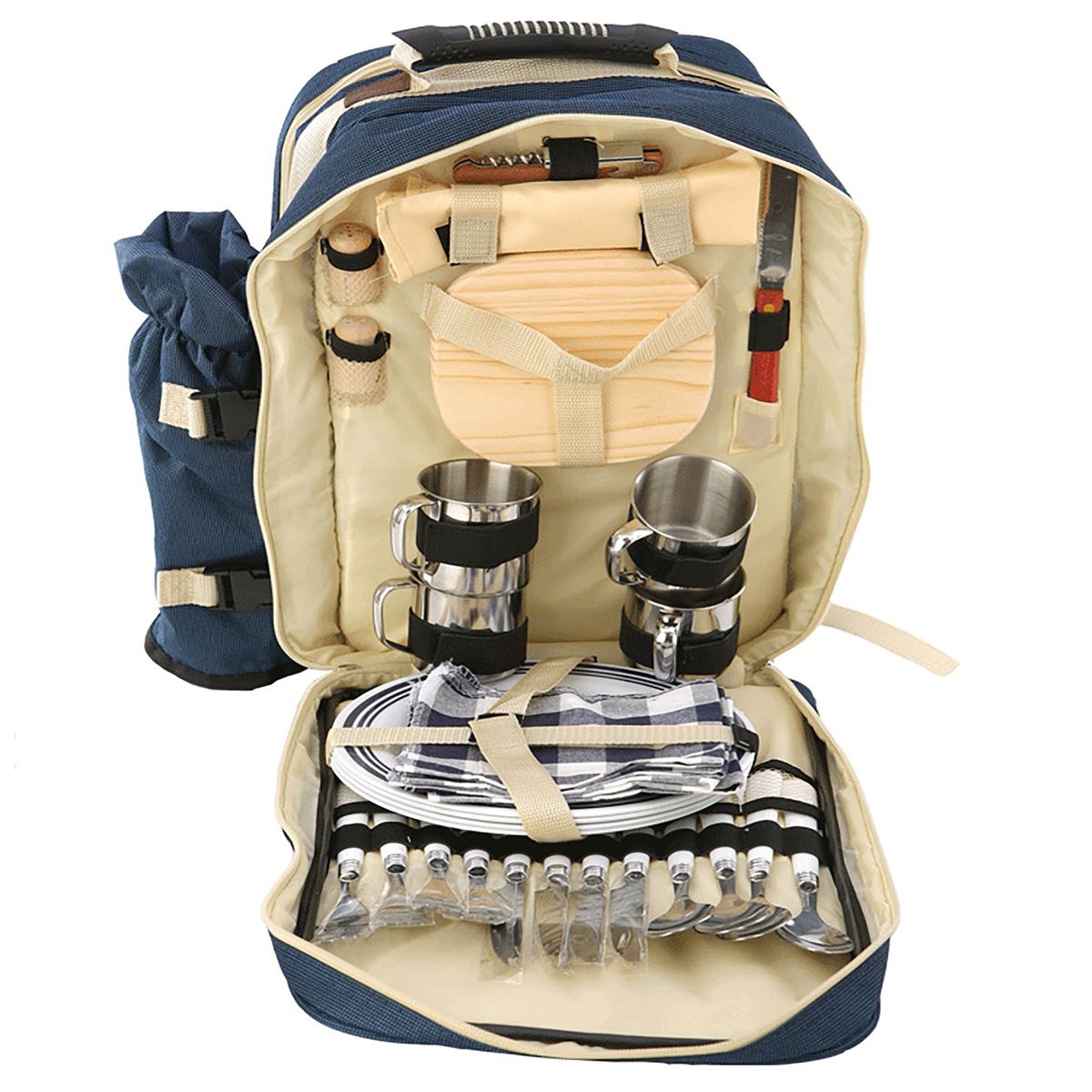 Heartdeco All-in-One Complete Cutlery Set Camping Picnic Backpack for 4