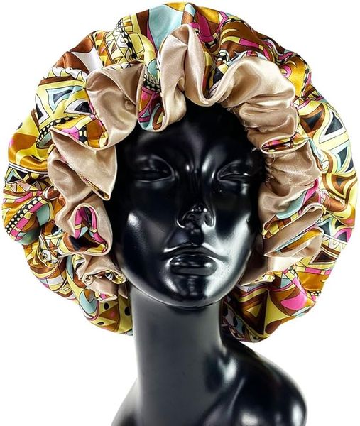 1pcSilk Satin Double Layer Bonnet for Women - Reversible Sleeping Hair Cap