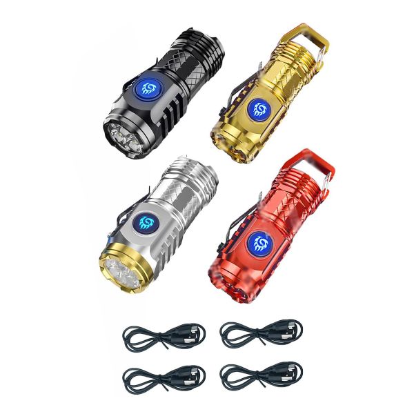 4Piece Three-Eyed Monster Mini Flashlight Rechargeable Thumb Flashlight