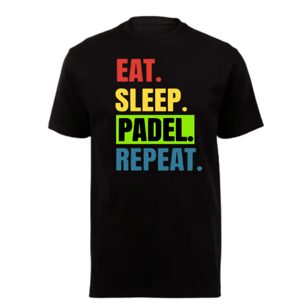 Eat Sleep Padel Repeat - Adult T-Shirt - Black