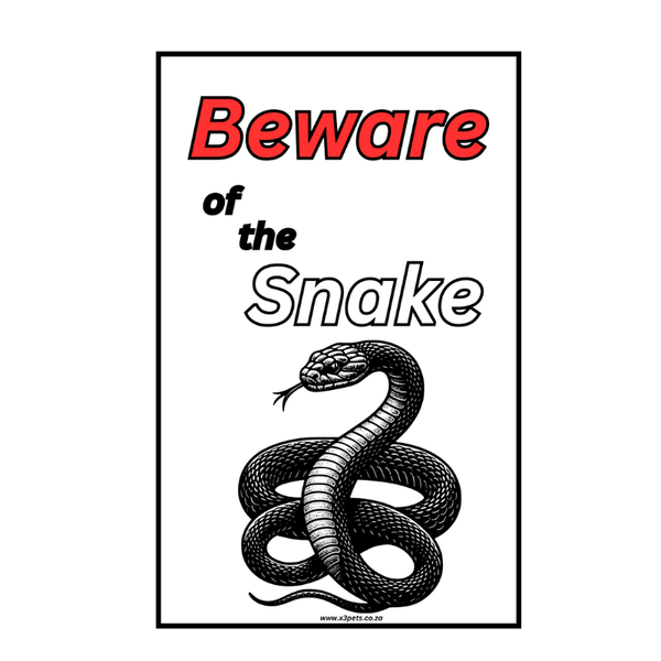 Beware of the Snake Sign Black Snake - 30cm x 20cm x 1mm Wide
