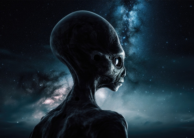 Wall Art Canvas - Alien looking out at AI Created Sky