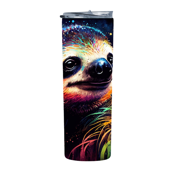 Close Up Painted Neon Sloth 20 Oz Straight Skinny Tumbler 006