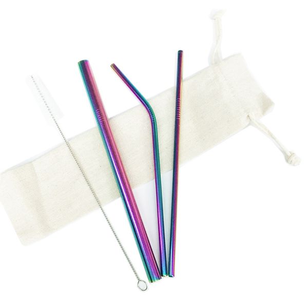Reusable Stainless Steel Drinking Straws - 4 Piece Set