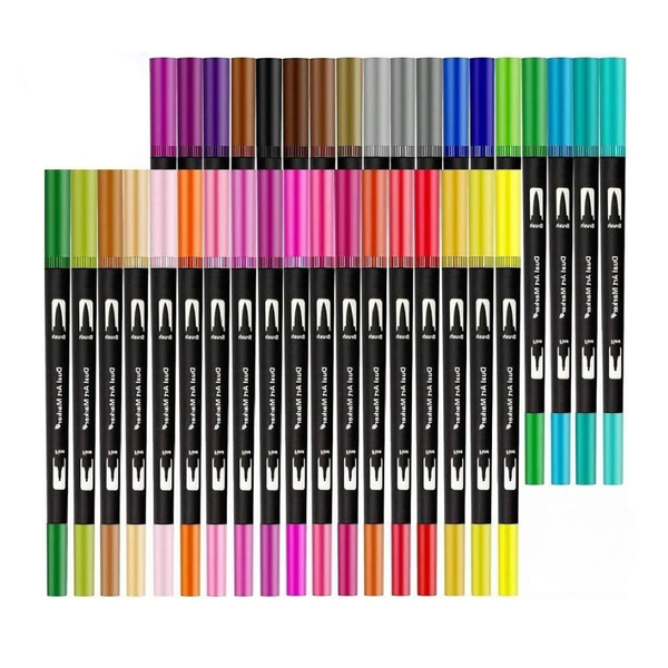 36 Colored Dual Tip Pens - Marker &amp; Fineliner Set for Sketching