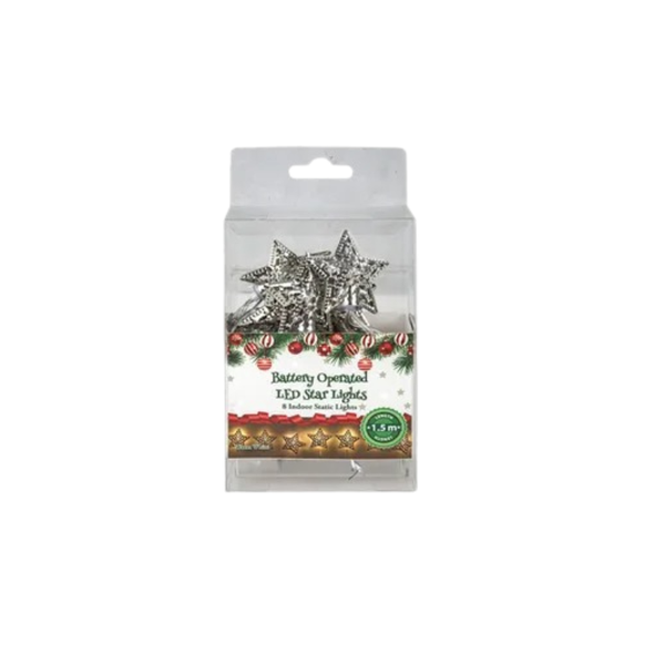 Festive Star LED String Lights - 1.5m Battery Operated Decorative Lights