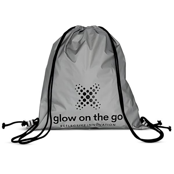 Glow on the Go - Reflective Drawstring Backpack Bag - Gym Sports Outdoors