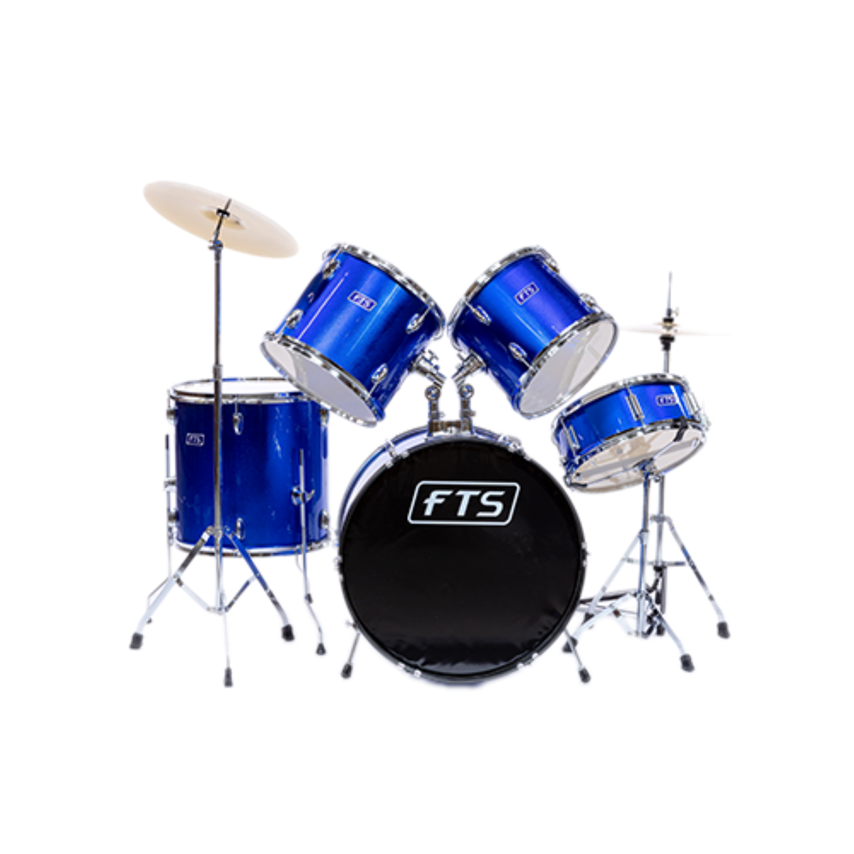FTS JW22165PVC-16 BLUE 5PC Drum Set With Cymbals And Throne Blue
