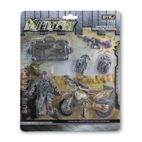 Military Toy - Combat Play Set - BPA Free Plastic - Green - 6 Pieces