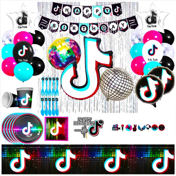 136 PiecesTikTok | Music Birthday Party Supplies Decorations