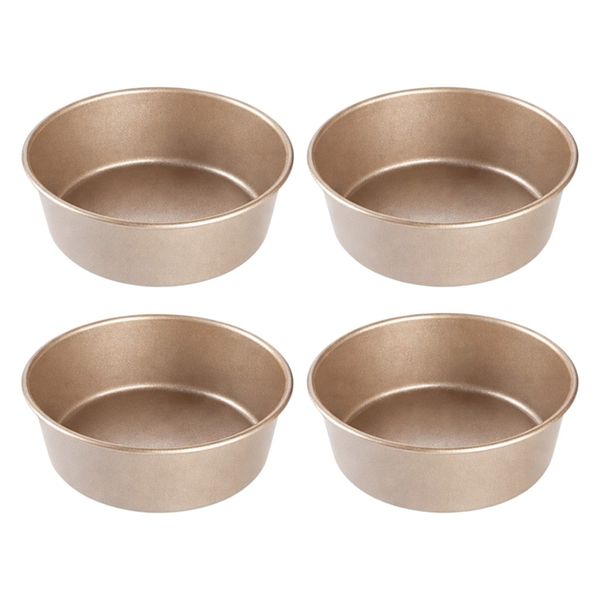 4 Pack - Carbon Steel Non-Stick Round Hamburger Mould - Gold
