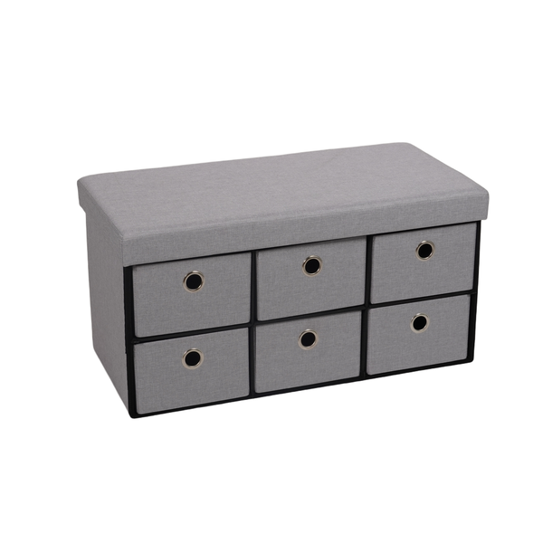 Aurora Foldable Storage Ottoman/Stool With Six Drawers