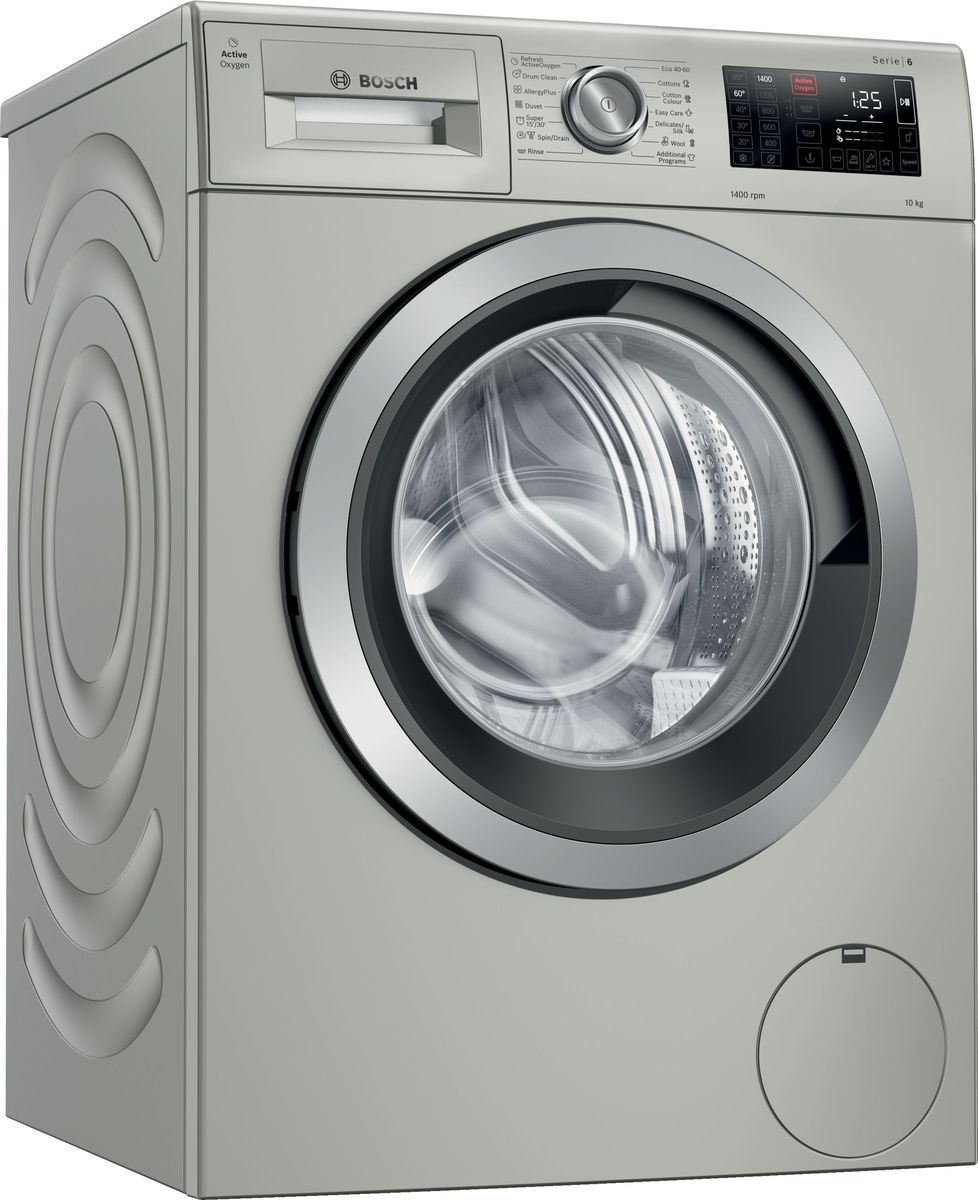 Bosch - 10kg 1400rpm Washing Machine Series 6 Home connect - Silver Inox
