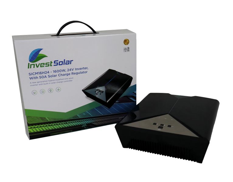 Invest Solar-1600W, 24V Inverter, With Built-In 50A Solar Charge Regulator